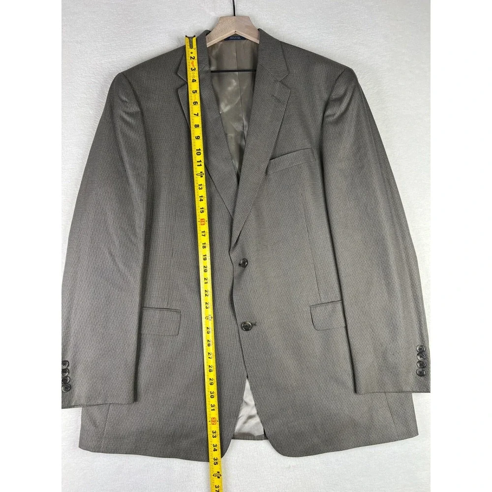 Hart Shaffner Marx Blazer Men's 46L Beige 2 Button Suit‎ Jacket Wool
